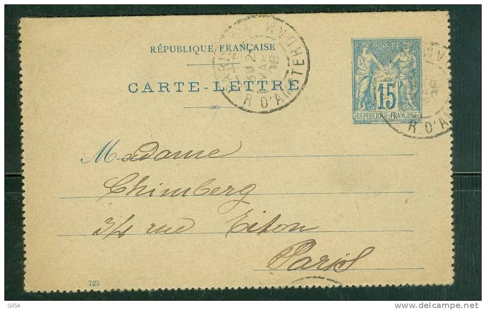 Entier  Carte Lettre 15 Centimes Type Sage , Oblitéér En 1898 LO25815 - Cartes-lettres