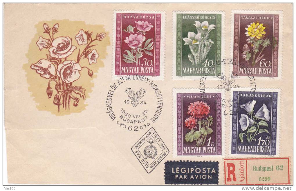 Flowers 1950 Cover FDC,premier Jour Hungary. - FDC