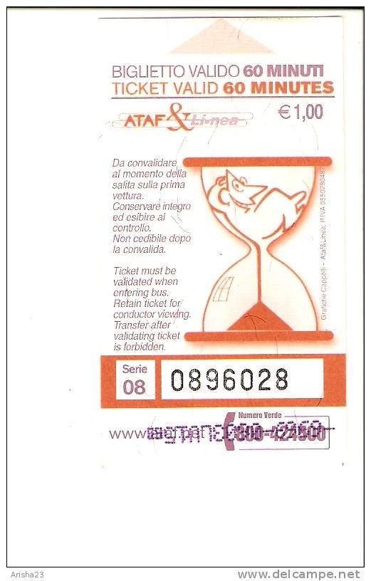 Italy, Bus Ticket For 60 Minutes - Europe