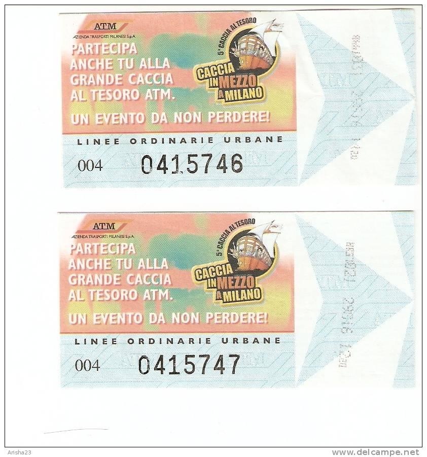 Italy, Milano, ATM Metro - Railway Tickets X 2 - Europe