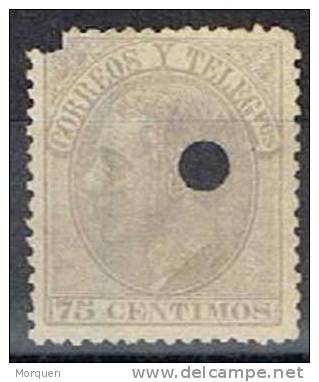 España, 75 Cts Alfonso XII, Telegrafos, Edifil Núm 212 T º - Gebruikt