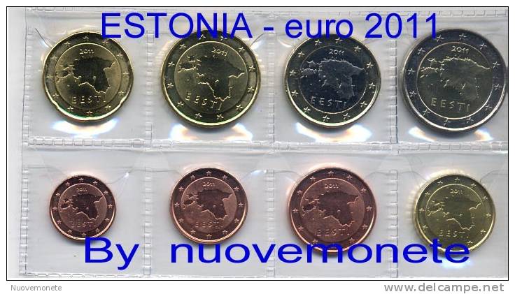 ESTONIA EESTI 2011 - I PRIMI EURO - Gli 8 Valori Fdc - Da Rotolino - Estonia