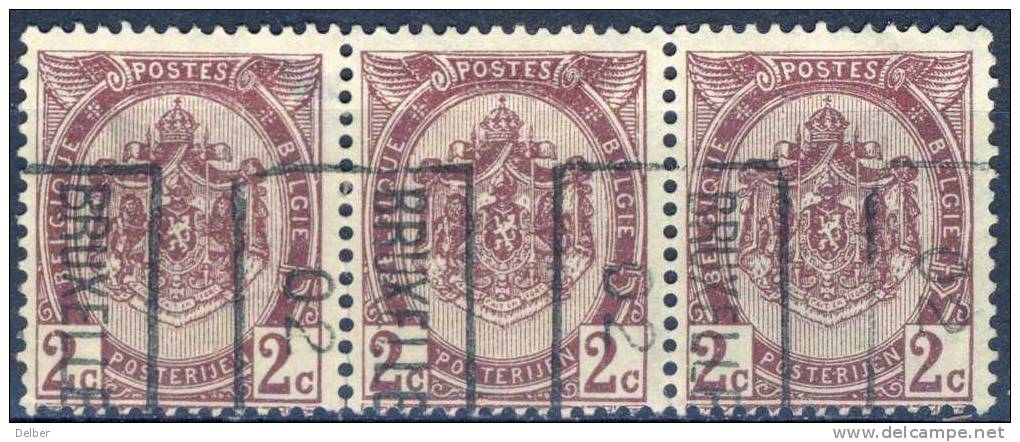 _Bp916: N°499 - Tab: - B-  BRUXELLES 02  Strip V.3 - Roller Precancels 1910-19