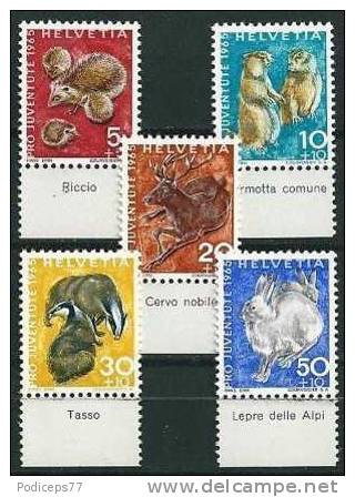 Schweiz  1965  Pro Juventute Wildtiere  (kpl. Set)  Mi-Nr.826/30  Postfrisch / MNH - Unused Stamps