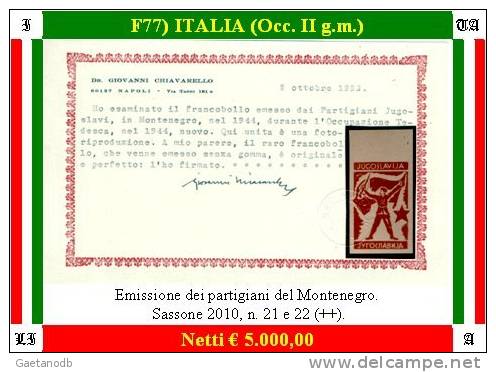 Italia-F00077 - Emissione Partigiana Del Montenegro Nel 1944 (s.g.) Qualità A Vostro Giudizio. - Duitse Bez.: Montenegro