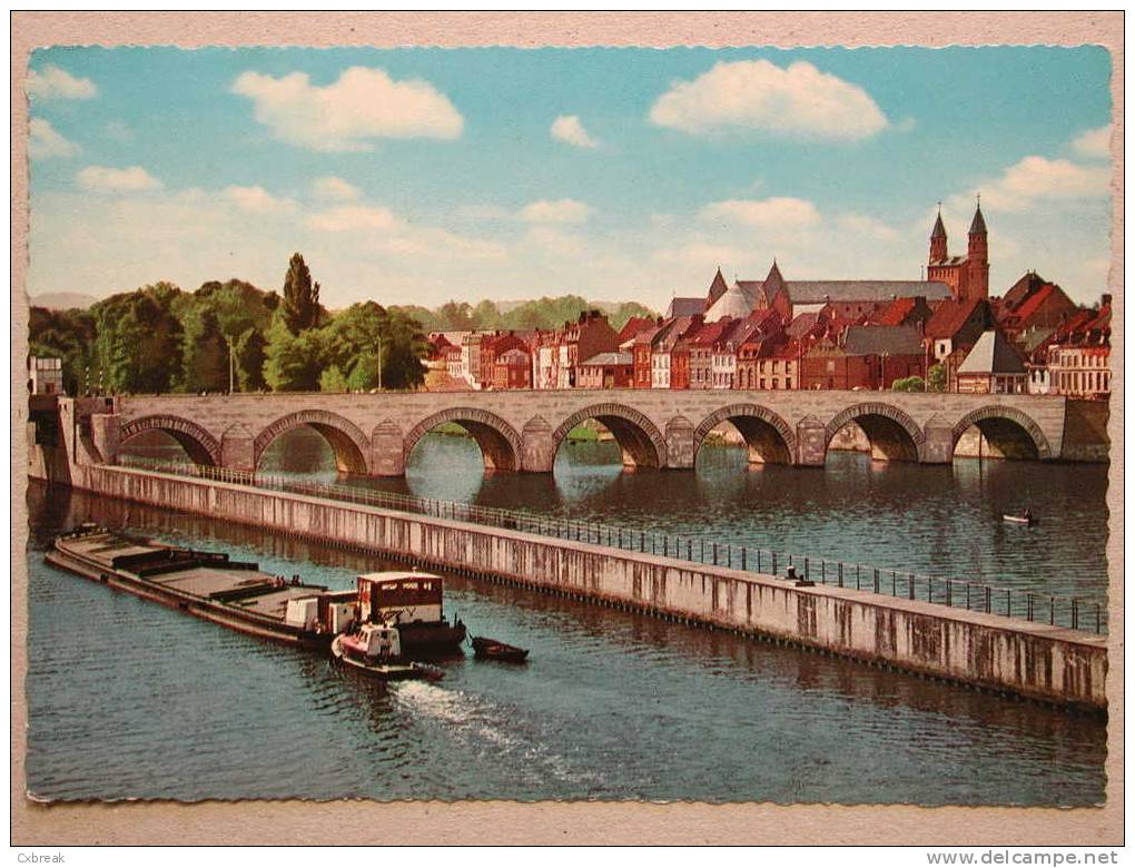 Maastricht, St. Servatiusbrug, Binnenschiff, Riverboat, Bateau Transport Fluvial, Brücke Bridge Pont - Maastricht