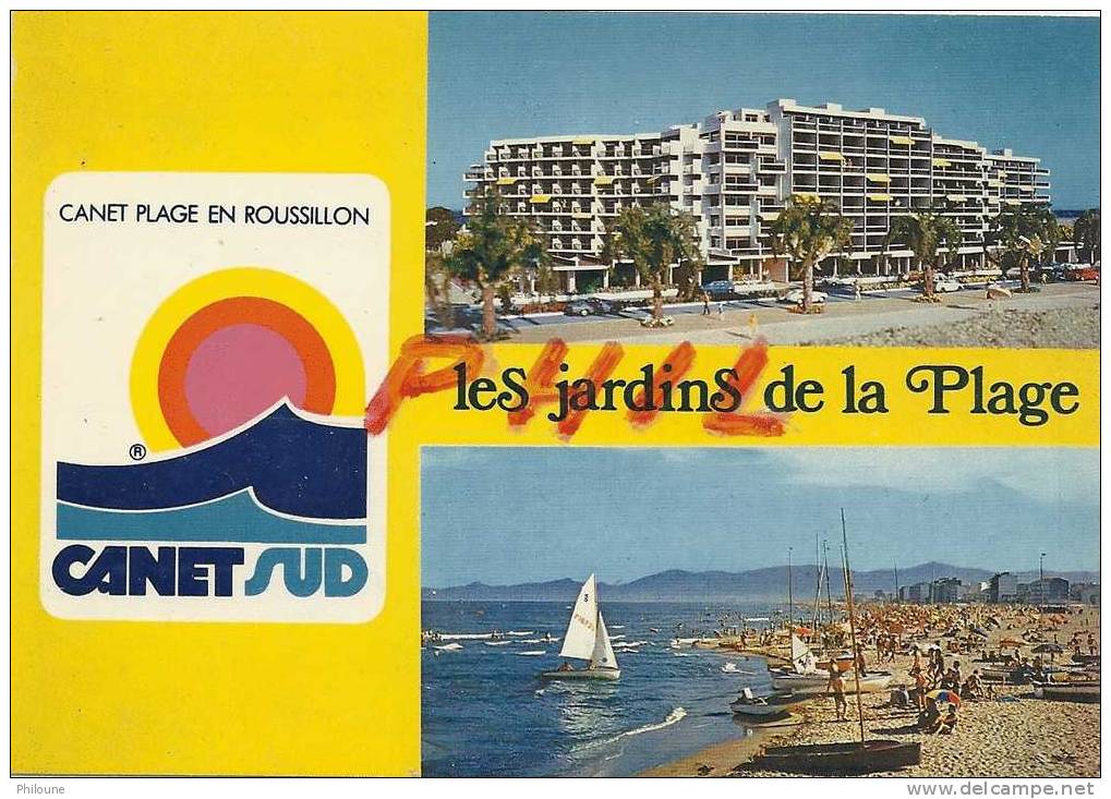 Canet - Sud, Les Jardins De La Plage, Carte Multivues Ref 1103-492 - Canet En Roussillon