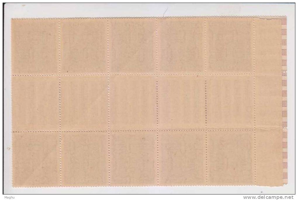 Gutter Block Of 20, Veriety / EFO,  Error With SIDEWAYS Asokan Watermark, India 1958 -1971 Service / Official, As Scan - Timbres De Service