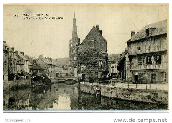 76 HARFLEUR  L EGLISE  VUE DU CANAL BELLE CARTE N ° 4140 - Harfleur