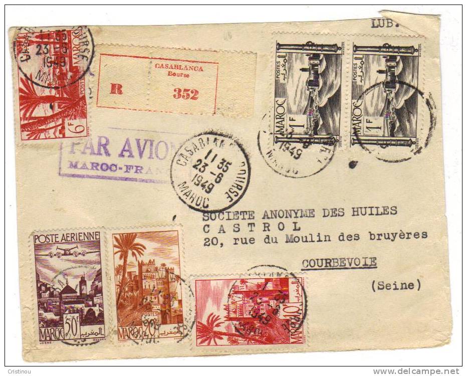 MAROC 1949 Par Avion Et Recommandé - Poste Aérienne