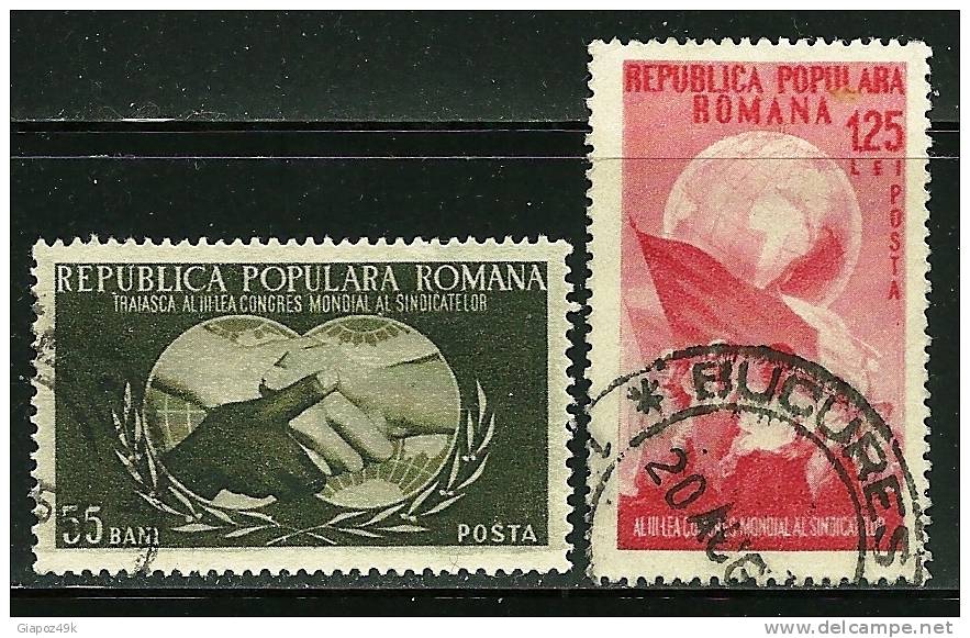 ● ROMANIA 1953 - SINDACATI - N. 1329 / 30 Usati , Serie Completa - Cat. ? € - Lotto N. 1119 - Usado