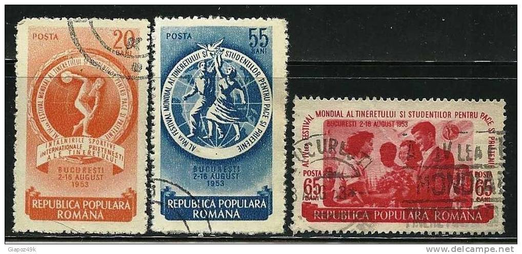 ● ROMANIA 1953 - GIOVENTU' - N. 1308 / 10 Usati - Cat. ? € - Lotto N. 1126 - Oblitérés