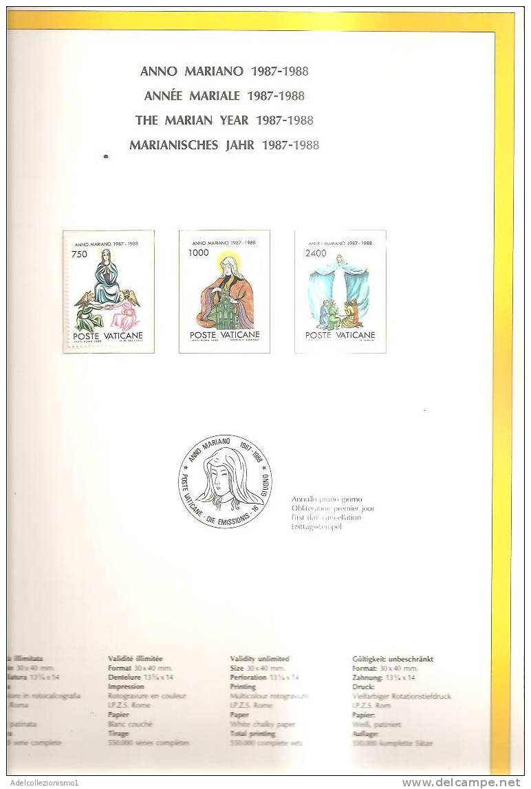 53255)volume Vaticano 1988 Con Tutte Le Emissioni Filateliche Dell´anno Con Foto ,illustrazioni , Delucidazioni Su Tutto - Collections