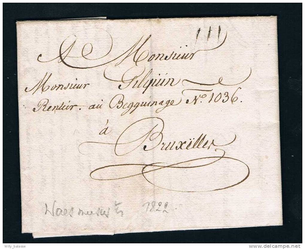 Belgique Précurseur 1822 Lettre Datée De WAESMUNSTER Avec Port "III" à L'encre. - 1815-1830 (Période Hollandaise)