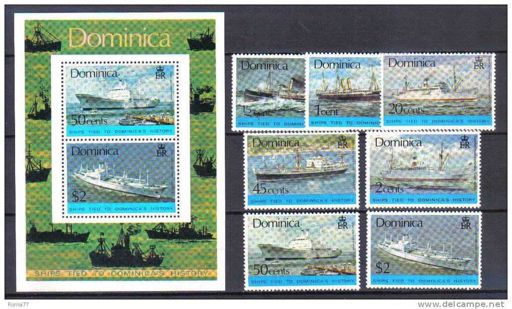 CI1035 - DOMINICA , Serie Ordinaria Navi N. 427/33 + BF 32 ***  Ships - Dominica (1978-...)