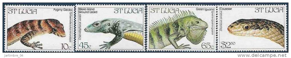 1984 SAINTE LUCIE   652-55 ** Reptiles - St.Lucia (1979-...)