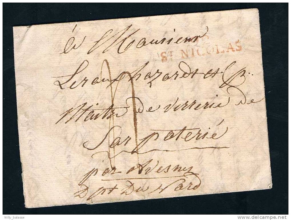 Belgique Précurseur 1814 Lettre Avec Marque Rouge 92/St NICOLAS. - 1814-1815 (Gen.reg. Belgien)