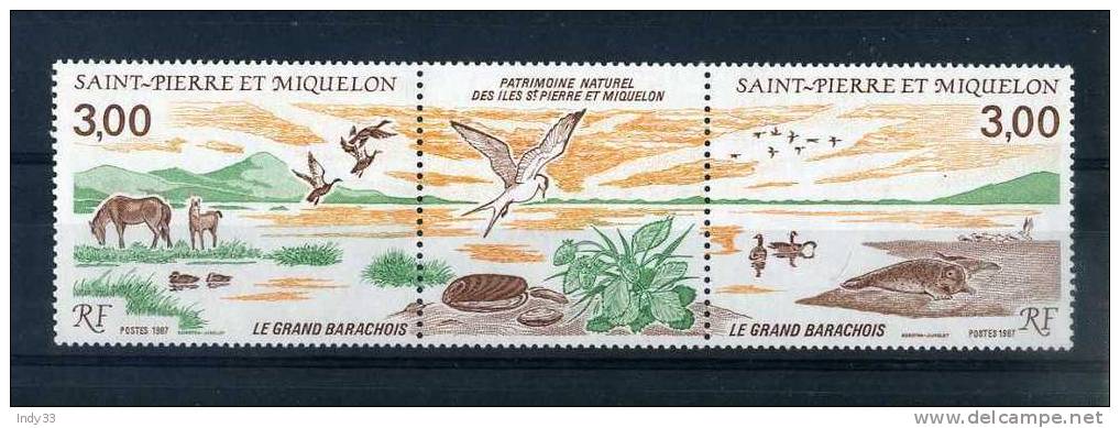 - FRANCE SAINT-PIERRE-ET-MIQUELON 1986/89 . BANDE DE 2 TIMBRES DE 1987 AVEC VIGNETTE . NEUFS SANS CHARNIERE - Unused Stamps