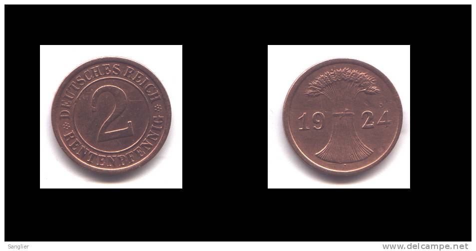 2 DEUTCHESREICH 1924 A - 2 Rentenpfennig & 2 Reichspfennig