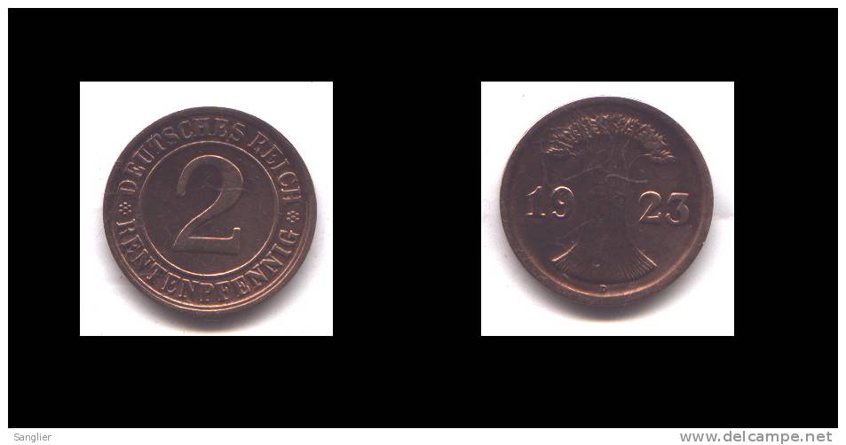 2 DEUTCHESREICH 1923 D - 2 Renten- & 2 Reichspfennig