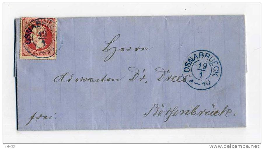 - ALLEMAGNE.HANOVRE . LETTRE DE 1865 LIMITE A CHEVAL - Hanover