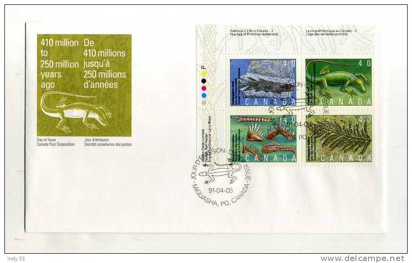 - CANADA . FDC FOSSILES . CACHET 1er JOUR 5/4/91 - 1991-2000