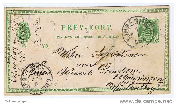 Denmark Brev-kort Kopenhagen To Wurtemberg - Postal Stationery