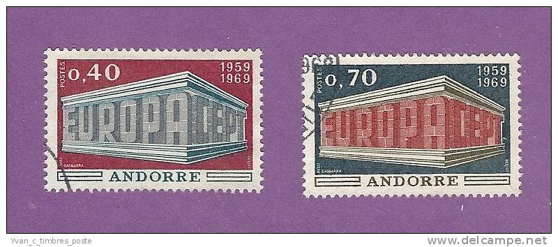 ANDORRE FRANCAIS TIMBRE N° 194  ET 195 OBLITERE EUROPA 1969 - Usados