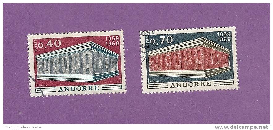 ANDORRE FRANCAIS TIMBRE N° 194  ET 195 OBLITERE EUROPA 1969 - Usados