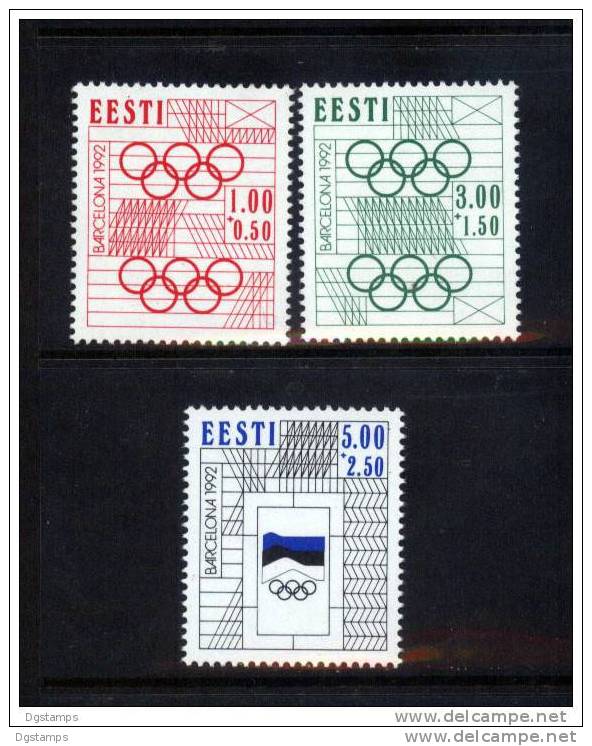 Estonia´92 Yv194-96 ** Juegos Olímpicos De Barcelona: Alegorías Geométricas, Aros Y Bandera Olímpica. Ver Scan. - Zomer 1992: Barcelona