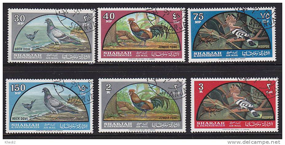 Série Complète Timbres OIseaux - Pigeon Huppe Coq - Sharjah YT 28/33 - Bird Vogel - Columbiformes