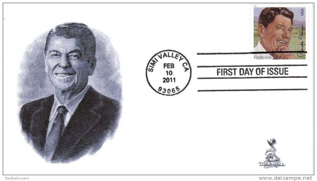Ronald Reagan First Day Cover, W/ 4-bar Killer Cancel, From Toad Hall Covers! - 2011-...