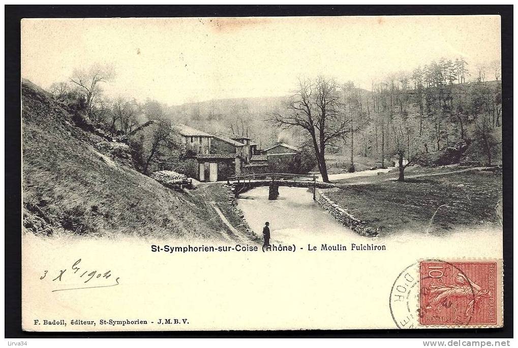 CPA  ANCIENNE- FRANCE- ST-SYMPHORIEN-SUR-COISE (69)- LE MOULIN FULCHIRON- LE PONT- ANIMATION - Saint-Symphorien-sur-Coise