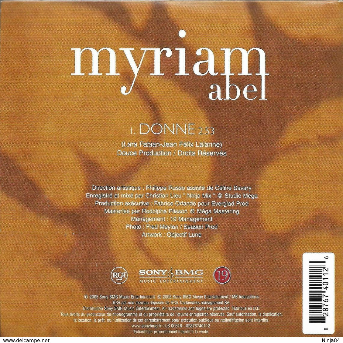 CDS  Myriam Abel / Lara Fabian  "  Donne  "  Promo Europe - Verzameluitgaven