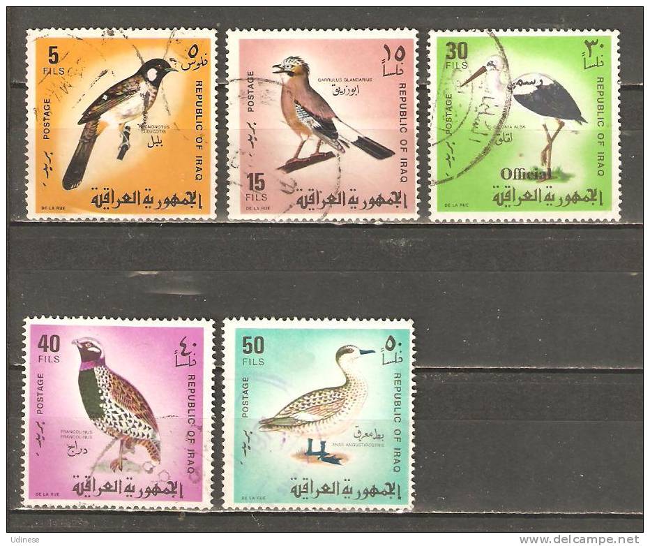 IRAQ 1968 - BIRDS - LOT OF 5 DIFFERENT - USED OBLITERE GESTEMPELT USADO - Iraq