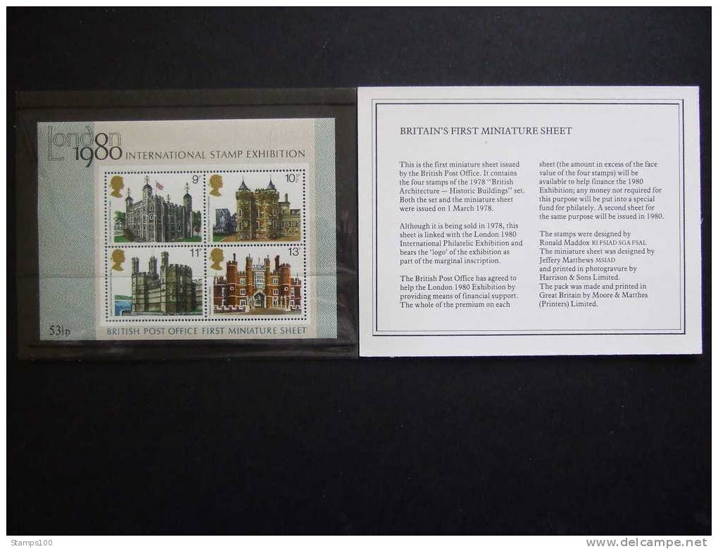 GREAT BRITAIN  LONDON 1980 BLOCK 1 INT STAMP EXH  IN ORIGNAL PRESENTATION  MNH **  BOXENG-026-rood - Unused Stamps