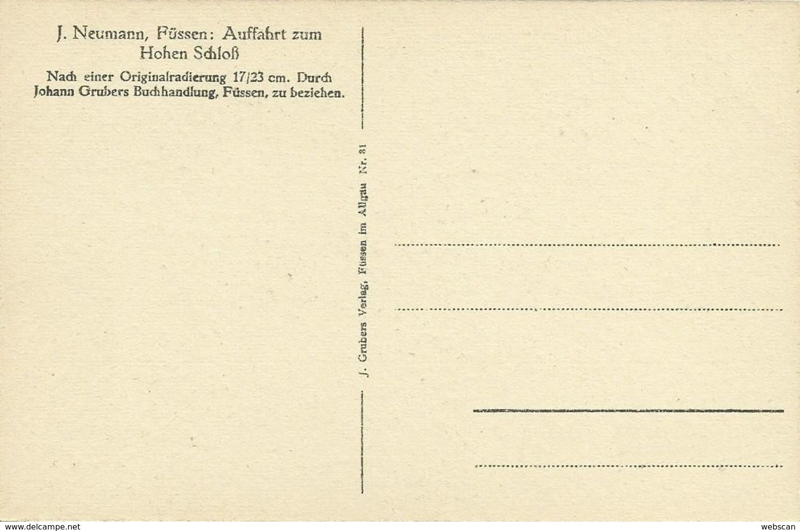 5 Künstler-AKs Füssen Neumann - 2x Schloss + Faulenbach + Weissensee + Zollhäusl ~1920 # - Füssen