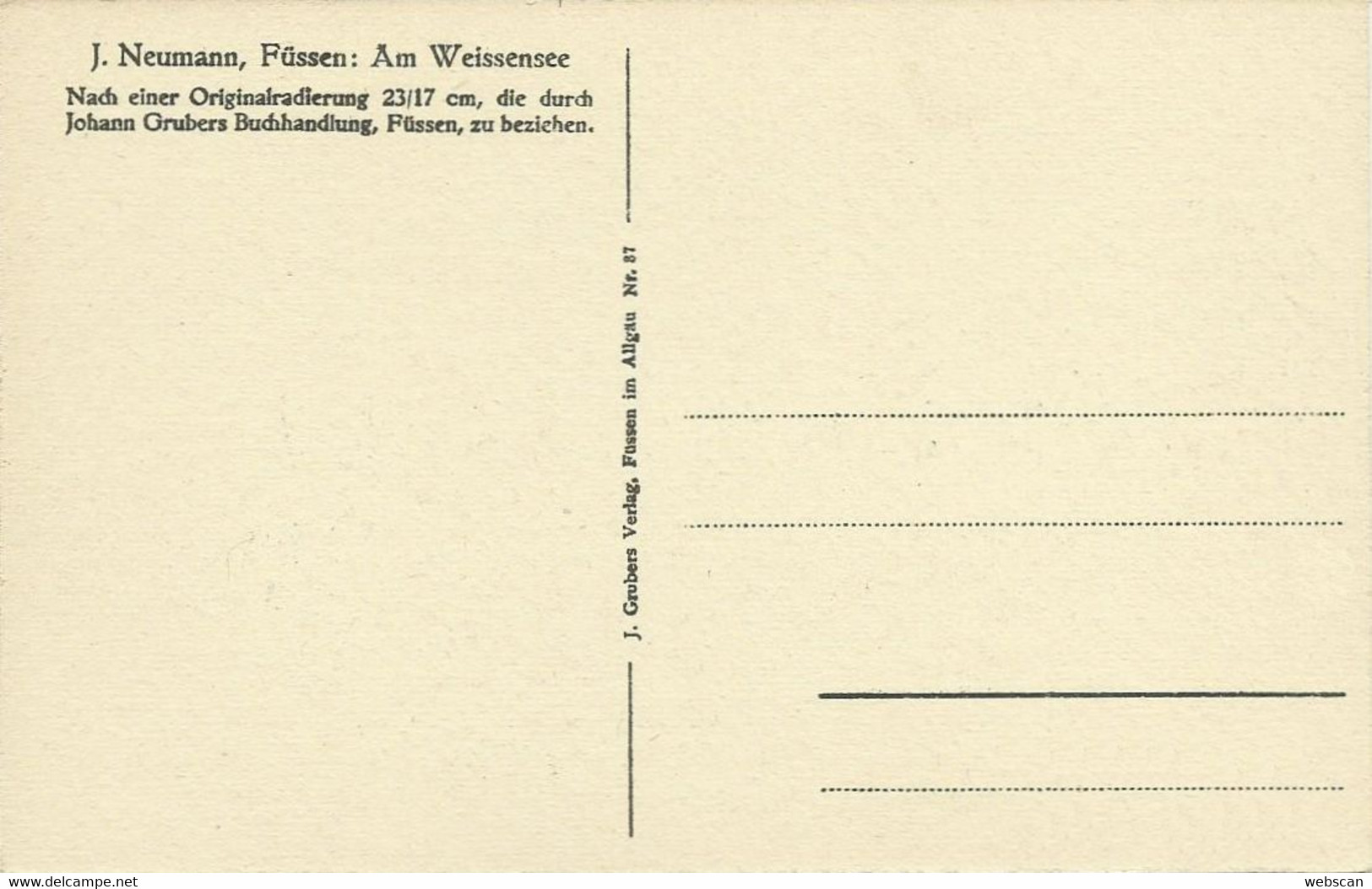 5 Künstler-AKs Füssen Neumann - 2x Schloss + Faulenbach + Weissensee + Zollhäusl ~1920 #