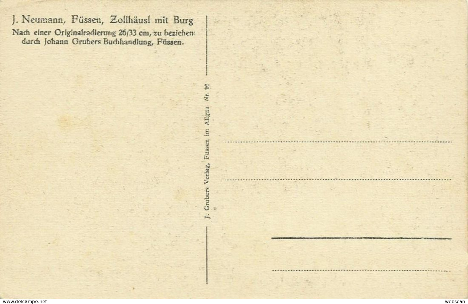 5 Künstler-AKs Füssen Neumann - 2x Schloss + Faulenbach + Weissensee + Zollhäusl ~1920 #