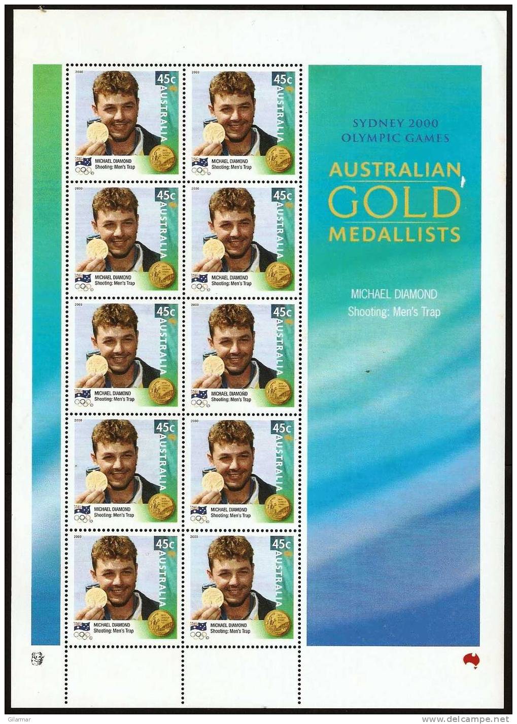 OLYMPIC - AUSTRALIA 2000 - AUSTRALIAN GOLD MEDALLISTS - MICHAEL DIAMOND - SHOOTING - MEN´S TRAP - SHEETLET - Verano 2000: Sydney