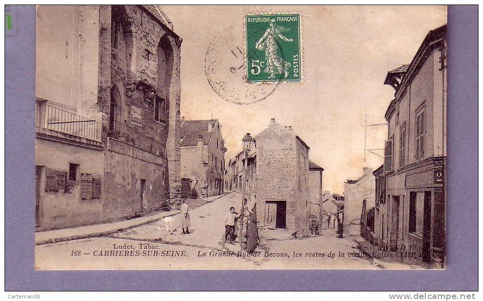 78 - Carrieres Sur Seine - La Grande Rue De Bezons, Les Restes De La Vieille Eglise - Editeur: ND Phot N°168 - Carrières-sur-Seine