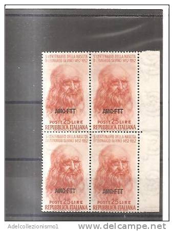 49210)quartina Da 25£ Serie Leonardo Da Vinci Spr Amg Ftt - MNH** - Nuovi