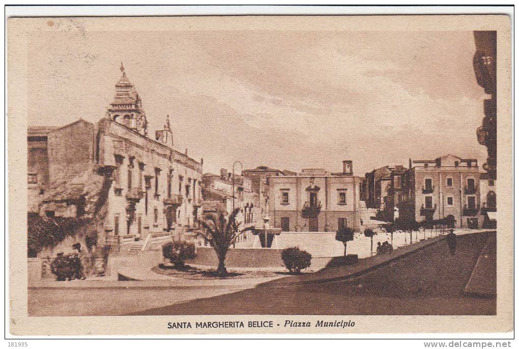 Card Cartolina Santa Margherita Belice"Piazza Municipio"-Viaggiata Italy Italia - Altri & Non Classificati