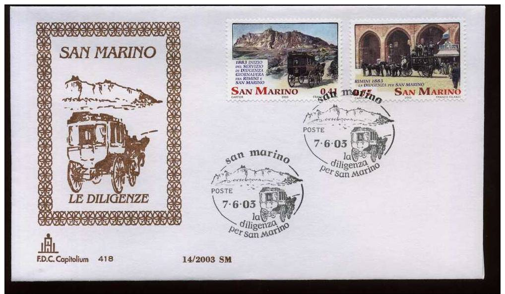 SAN MARINO 2003 - FDC - DILIGENZE - FDC