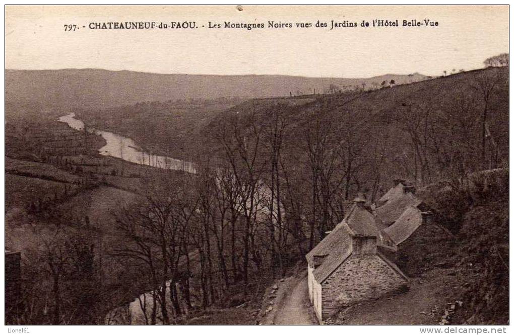 CHATEAUNEUF-du-FAOU : (29) Les Montagnes Noires Vues Des Jardins De L'Hôtel Belle-Vue - Châteauneuf-du-Faou