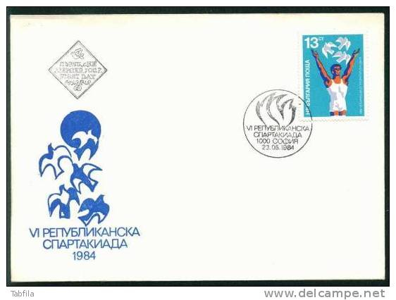 BULGARIA / BULGARIE - 1984 - 6es Spartaciades Nationales -  FDC - Palomas, Tórtolas