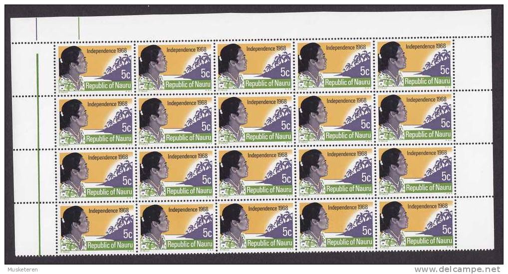 Nauru 1968 Mi. 83-84 Independence Unabhängigkeit In Upper Sheet 20 Blocks MNH** (2 Scans) - Nauru