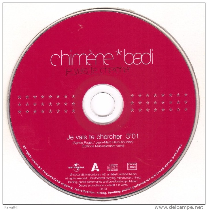 CDS  Chimène Badi  "  Je Vais Te Chercher  "  Promo - Verzameluitgaven
