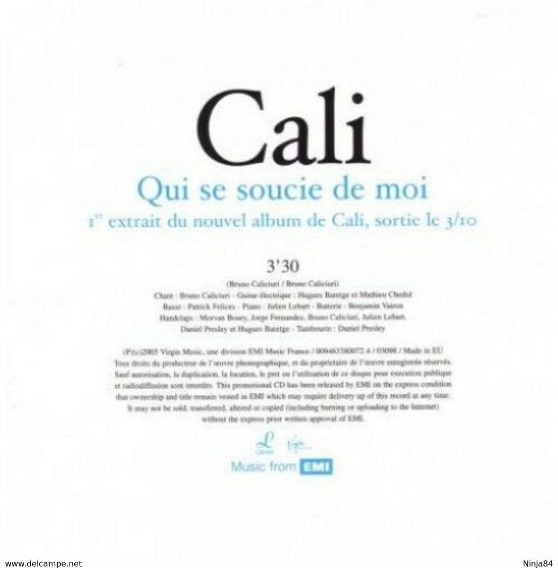 CDS   Cali  "  Qui Se Soucie De Moi  "  Promo  Europe - Verzameluitgaven