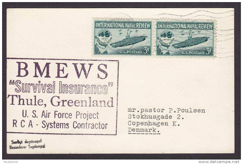 Greenland BMEWS "Survival Insurance" Thule, Greenland U.S. Air Force Project Special Cancel Card Sent To Denmark 2 Scans - Thulé